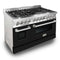 48 In. 6.0 Cu. Ft. Legacy Dual Fuel Range With 7 Burner Gas Cooktop And 2 Electric Ovens In Stainless Steel And Black Matte Doors