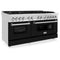 60 In. 7.4 Cu. Ft. Legacy Dual Fuel Range With 9 Burner Gas Cooktop And 2 Electric Convection Ovens In Stainless Steel And Black Matte Doors