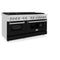 60 In. 7.4 Cu. Ft. Legacy Dual Fuel Range With 9 Burner Gas Cooktop And 2 Electric Convection Ovens In Stainless Steel And Black Matte Doors