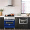 30 In. 4.0 Cu. Ft. Legacy Dual Fuel Range With 4 Burner Gas Cooktop And Electric Convection Oven In Stainless Steel And Blue Matte Door