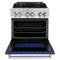 30 In. 4.0 Cu. Ft. Legacy Dual Fuel Range With 4 Burner Gas Cooktop And Electric Convection Oven In Stainless Steel And Blue Matte Door