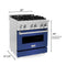 30 In. 4.0 Cu. Ft. Legacy Dual Fuel Range With 4 Burner Gas Cooktop And Electric Convection Oven In Stainless Steel And Blue Matte Door