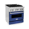 30 In. 4.0 Cu. Ft. Legacy Dual Fuel Range With 4 Burner Gas Cooktop And Electric Convection Oven In Stainless Steel And Blue Matte Door