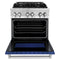 30 In. 4.0 Cu. Ft. Legacy Dual Fuel Range With 4 Burner Gas Cooktop And Electric Convection Oven In Stainless Steel And Blue Matte Door