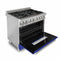 36 In. 4.6 Cu. Ft. Legacy Dual Fuel Range With 6 Burner Gas Cooktop And Electric Convection Oven In Stainless Steel And Blue Matte Door