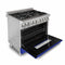 36 In. 4.6 Cu. Ft. Legacy Dual Fuel Range With 6 Burner Gas Cooktop And Electric Convection Oven In Stainless Steel And Blue Matte Door