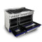 48 In. 6.0 Cu. Ft. Legacy Dual Fuel Range With 7 Burner Gas Cooktop And 2 Electric Ovens In Stainless Steel And Blue Matte Doors