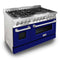 48 In. 6.0 Cu. Ft. Legacy Dual Fuel Range With 7 Burner Gas Cooktop And 2 Electric Ovens In Stainless Steel And Blue Matte Doors
