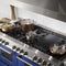 60 In. 7.4 Cu. Ft. Legacy Dual Fuel Range With 9 Burner Gas Cooktop And 2 Electric Convection Ovens In Stainless Steel And Blue Matte Doors