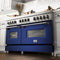 60 In. 7.4 Cu. Ft. Legacy Dual Fuel Range With 9 Burner Gas Cooktop And 2 Electric Convection Ovens In Stainless Steel And Blue Matte Doors