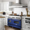 60 In. 7.4 Cu. Ft. Legacy Dual Fuel Range With 9 Burner Gas Cooktop And 2 Electric Convection Ovens In Stainless Steel And Blue Matte Doors