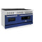 60 In. 7.4 Cu. Ft. Legacy Dual Fuel Range With 9 Burner Gas Cooktop And 2 Electric Convection Ovens In Stainless Steel And Blue Matte Doors