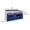 60 In. 7.4 Cu. Ft. Legacy Dual Fuel Range With 9 Burner Gas Cooktop And 2 Electric Convection Ovens In Stainless Steel And Blue Matte Doors