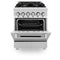 24 In. 2.8 Cu. Ft. Legacy Dual Fuel Range With Gas Cooktop And Electric Convection Oven In Stainless Steel With 4 Brass Burners