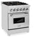 24 In. 2.8 Cu. Ft. Legacy Dual Fuel Range With Gas Cooktop And Electric Convection Oven In Stainless Steel With 4 Brass Burners