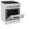 24 In. 2.8 Cu. Ft. Legacy Dual Fuel Range With Gas Cooktop And Electric Convection Oven In Stainless Steel With 4 Brass Burners
