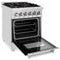 24 In. 2.8 Cu. Ft. Legacy Dual Fuel Range With Gas Cooktop And Electric Convection Oven In Stainless Steel With 4 Brass Burners