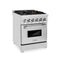 24 In. 2.8 Cu. Ft. Legacy Dual Fuel Range With Gas Cooktop And Electric Convection Oven In Stainless Steel With 4 Brass Burners