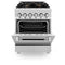 24 In. 2.8 Cu. Ft. Legacy Dual Fuel Range With Gas Cooktop And Electric Convection Oven In Stainless Steel With 4 Brass Burners