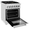 24 In. 2.8 Cu. Ft. Legacy Dual Fuel Range With Gas Cooktop And Electric Convection Oven In Stainless Steel With 4 Brass Burners