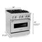 30 In. 4.0 Cu. Ft. Legacy Dual Fuel Range With Gas Cooktop And Electric Convection Oven In Stainless Steel With 4 Brass Burners