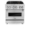 30 In. 4.0 Cu. Ft. Legacy Dual Fuel Range With Gas Cooktop And Electric Convection Oven In Stainless Steel With 4 Brass Burners