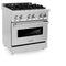 30 In. 4.0 Cu. Ft. Legacy Dual Fuel Range With Gas Cooktop And Electric Convection Oven In Stainless Steel With 4 Brass Burners