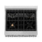 30 In. 4.0 Cu. Ft. Legacy Dual Fuel Range With Gas Cooktop And Electric Convection Oven In Stainless Steel With 4 Brass Burners