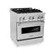 30 In. 4.0 Cu. Ft. Legacy Dual Fuel Range With Gas Cooktop And Electric Convection Oven In Stainless Steel With 4 Brass Burners