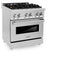 30 In. 4.0 Cu. Ft. Legacy Dual Fuel Range With Gas Cooktop And Electric Convection Oven In Stainless Steel With 4 Brass Burners