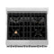 30 In. 4.0 Cu. Ft. Legacy Dual Fuel Range With Gas Cooktop And Electric Convection Oven In Stainless Steel With 4 Brass Burners