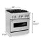 30 In. 4.0 Cu. Ft. Legacy Dual Fuel Range With Gas Cooktop And Electric Convection Oven In Stainless Steel With 4 Brass Burners