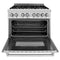 36 In. 4.6 Cu. Ft. Legacy Dual Fuel Range With Gas Cooktop And Electric Convection Oven In Stainless Steel With 6 Brass Burners