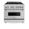 36 In. 4.6 Cu. Ft. Legacy Dual Fuel Range With Gas Cooktop And Electric Convection Oven In Stainless Steel With 6 Brass Burners
