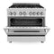 36 In. 4.6 Cu. Ft. Legacy Dual Fuel Range With Gas Cooktop And Electric Convection Oven In Stainless Steel With 6 Brass Burners