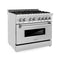 36 In. 4.6 Cu. Ft. Legacy Dual Fuel Range With Gas Cooktop And Electric Convection Oven In Stainless Steel With 6 Brass Burners