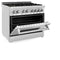 36 In. 4.6 Cu. Ft. Legacy Dual Fuel Range With Gas Cooktop And Electric Convection Oven In Stainless Steel With 6 Brass Burners