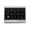 36 In. 4.6 Cu. Ft. Legacy Dual Fuel Range With Gas Cooktop And Electric Convection Oven In Stainless Steel With 6 Brass Burners