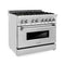 36 In. 4.6 Cu. Ft. Legacy Dual Fuel Range With Gas Cooktop And Electric Convection Oven In Stainless Steel With 6 Brass Burners