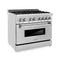 36 In. 4.6 Cu. Ft. Legacy Dual Fuel Range With Gas Cooktop And Electric Convection Oven In Stainless Steel With 6 Brass Burners