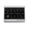 36 In. 4.6 Cu. Ft. Legacy Dual Fuel Range With Gas Cooktop And Electric Convection Oven In Stainless Steel With 6 Brass Burners