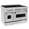 48 In. 6.0 Cu. Ft. Legacy Dual Fuel Range With Gas Cooktop And 2 Electric Ovens In Stainless Steel With Brass Burners