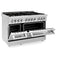 48 In. 6.0 Cu. Ft. Legacy Dual Fuel Range With Gas Cooktop And 2 Electric Ovens In Stainless Steel With Brass Burners