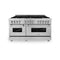 60 In. 7.4 Cu. Ft. Legacy Dual Fuel Range With Gas Cooktop And 2 Electric Convection Ovens In Stainless Steel With 8 Brass Burners