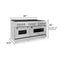 60 In. 7.4 Cu. Ft. Legacy Dual Fuel Range With Gas Cooktop And 2 Electric Convection Ovens In Stainless Steel With 8 Brass Burners