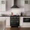 Autograph Edition 30 In. 4.0 Cu. Ft. Legacy Dual Fuel Range With 4 Burner Gas Cooktop And Electric Convection Oven In Black Stainless Steel And Champagne Bronze Accents