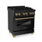 Autograph Edition 30 In. 4.0 Cu. Ft. Legacy Dual Fuel Range With 4 Burner Gas Cooktop And Electric Convection Oven In Black Stainless Steel And Champagne Bronze Accents