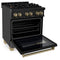 Autograph Edition 30 In. 4.0 Cu. Ft. Legacy Dual Fuel Range With 4 Burner Gas Cooktop And Electric Convection Oven In Black Stainless Steel And Champagne Bronze Accents