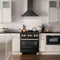Autograph Edition 30 In. 4.0 Cu. Ft. Legacy Dual Fuel Range With 4 Burner Gas Cooktop And Electric Convection Oven In Black Stainless Steel And Polished Gold Accents