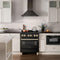 Autograph Edition 30 In. 4.0 Cu. Ft. Legacy Dual Fuel Range With 4 Burner Gas Cooktop And Electric Convection Oven In Black Stainless Steel And Polished Gold Accents